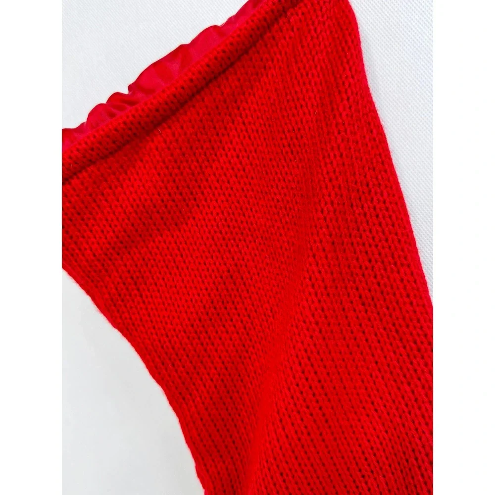 Holiday Time‎ Red Knit Christmas Stocking K Monogram 18